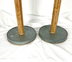 Natural Bamboo Strip Floor Lamp Pair