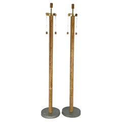 Natural Bamboo Strip Floor Lamp Pair