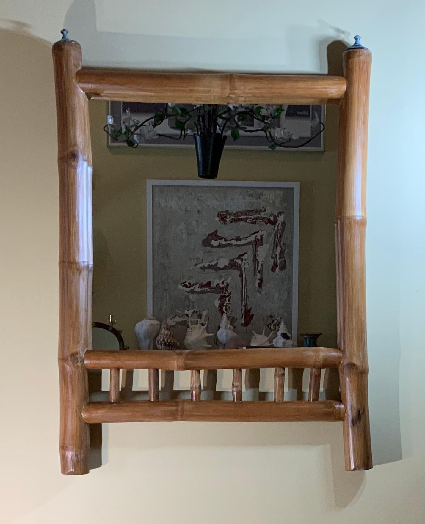 Natural Bamboo Wall Hanging Mirror For Sale 2