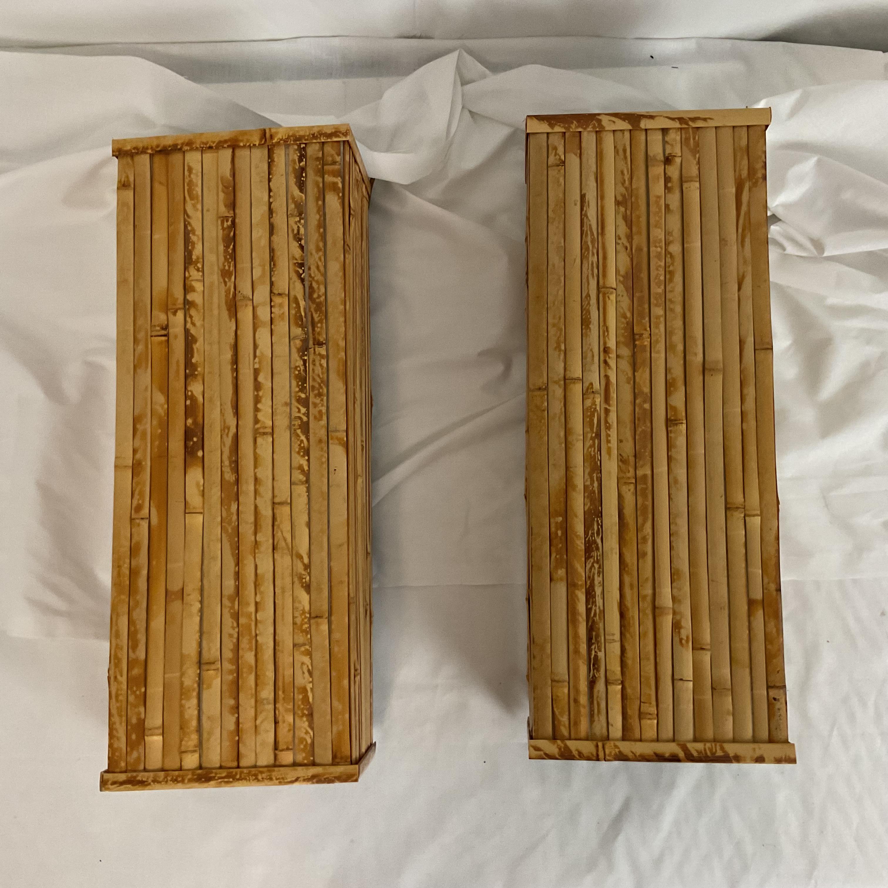 Natural Bamboo Wall Sconce Pair For Sale 7