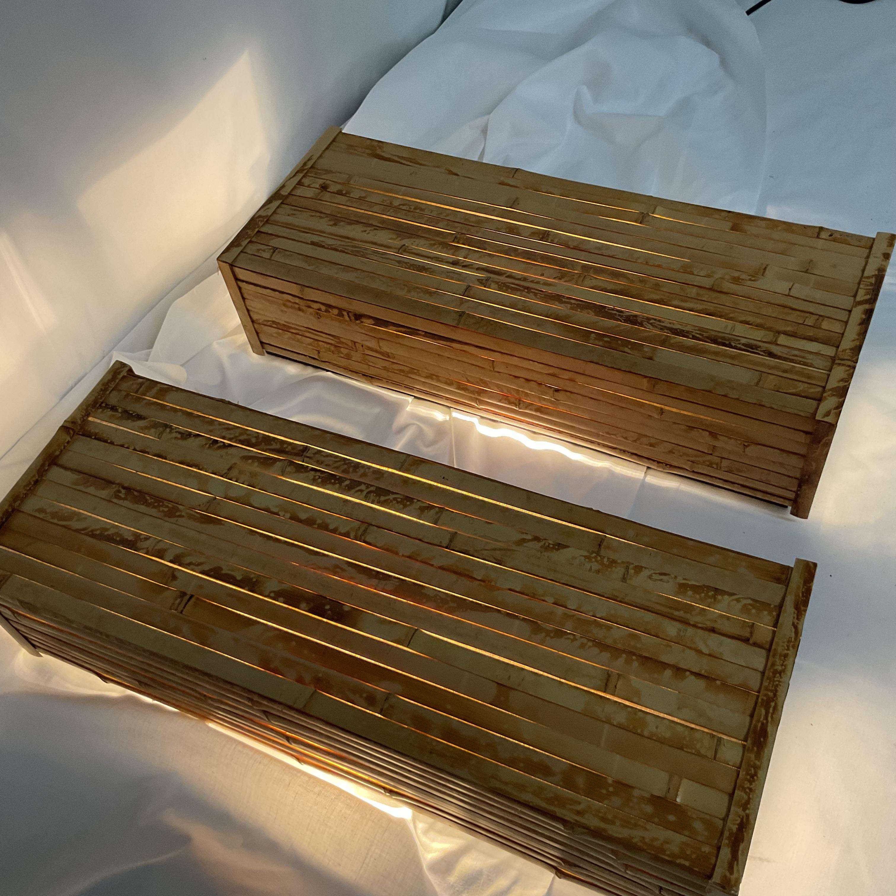 American Natural Bamboo Wall Sconce Pair For Sale