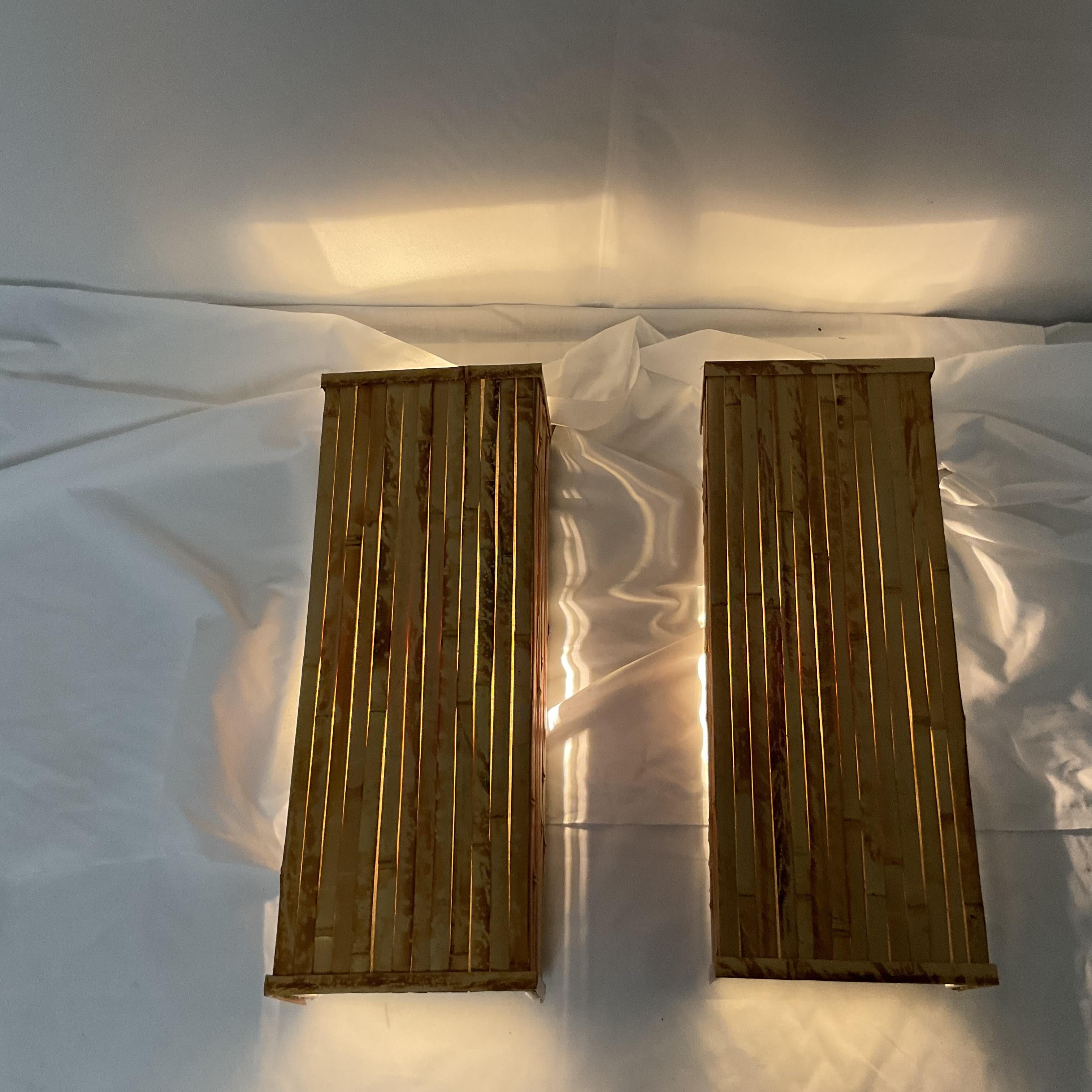 Natural Bamboo Wall Sconce Pair For Sale 1