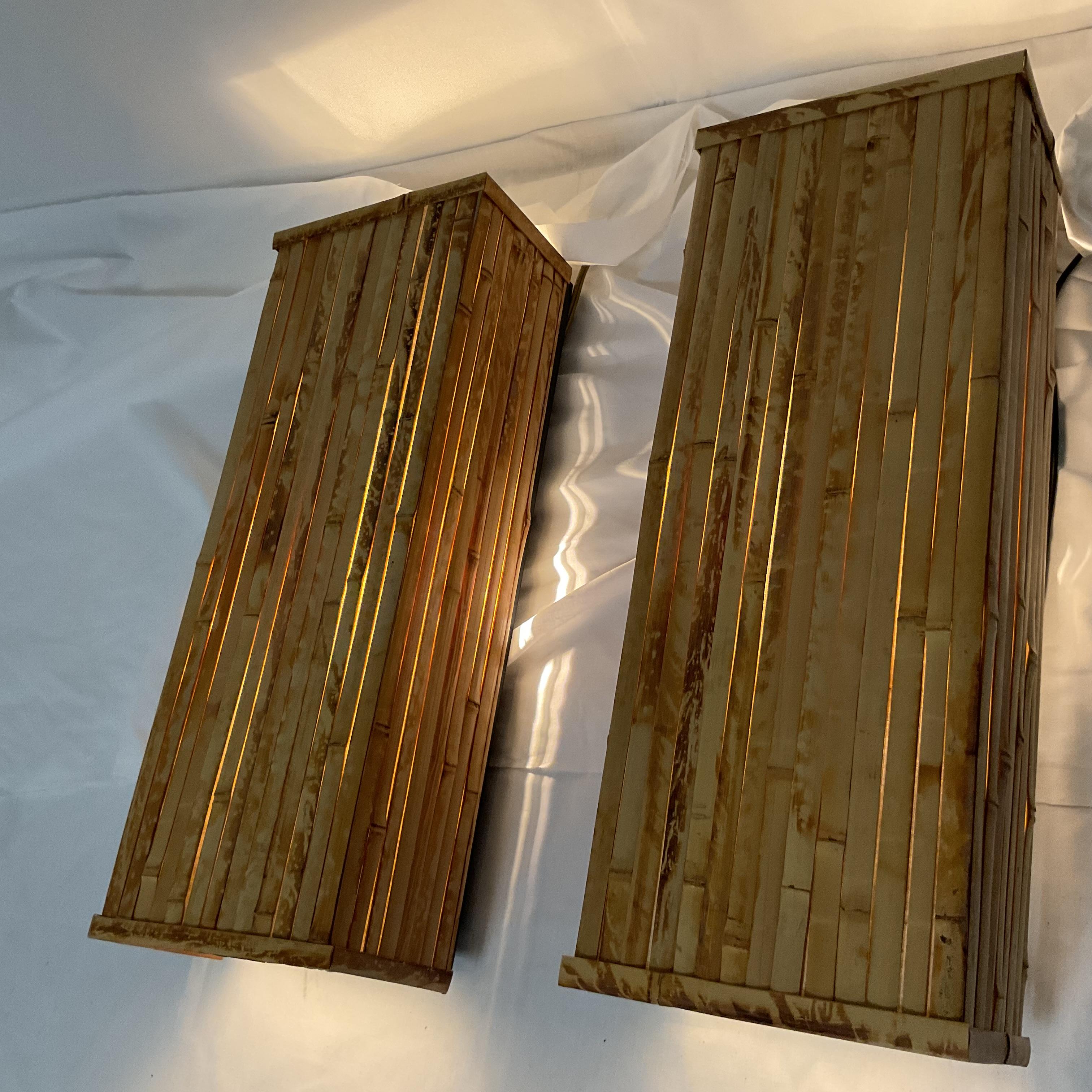Natural Bamboo Wall Sconce Pair For Sale 2