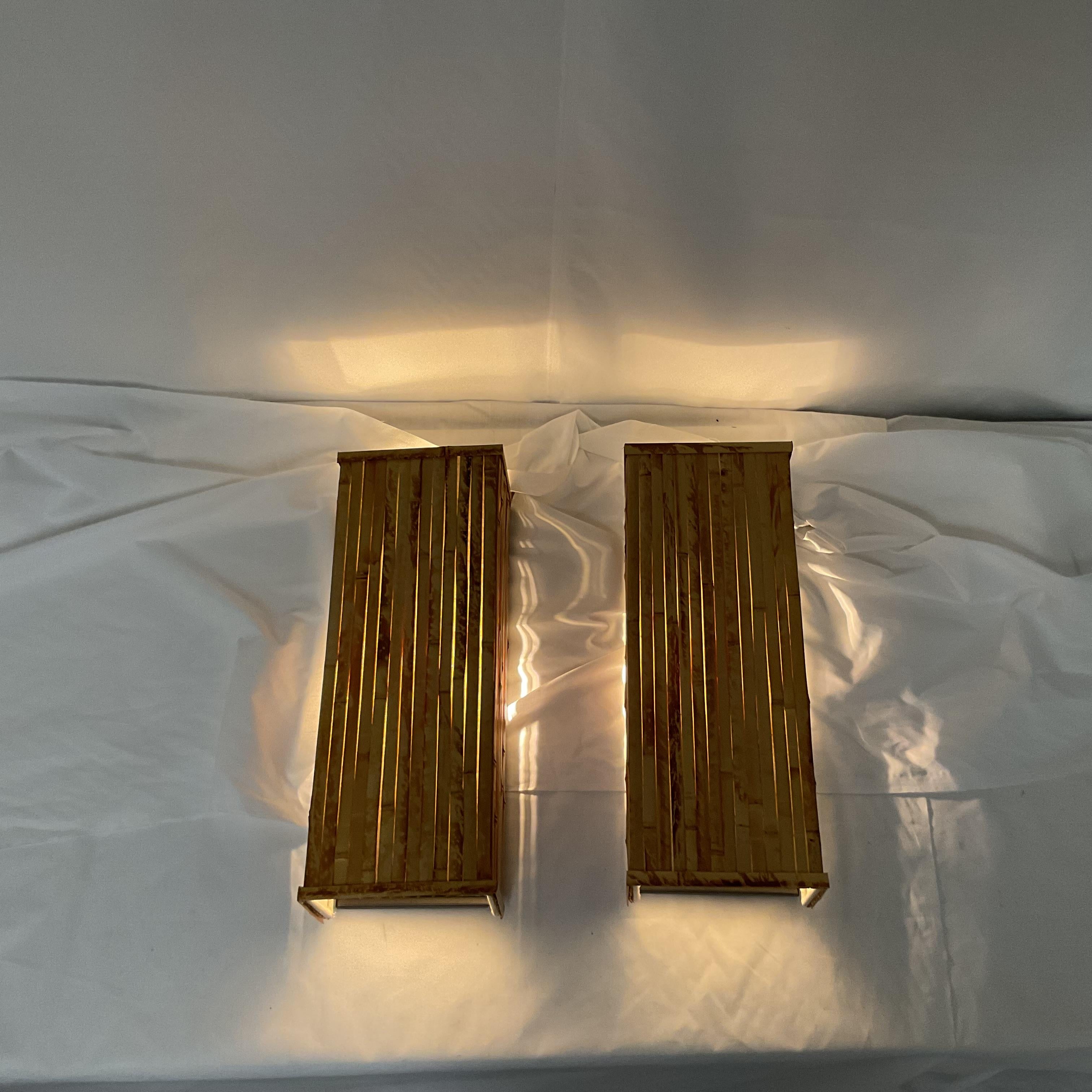 Natural Bamboo Wall Sconce Pair For Sale 3