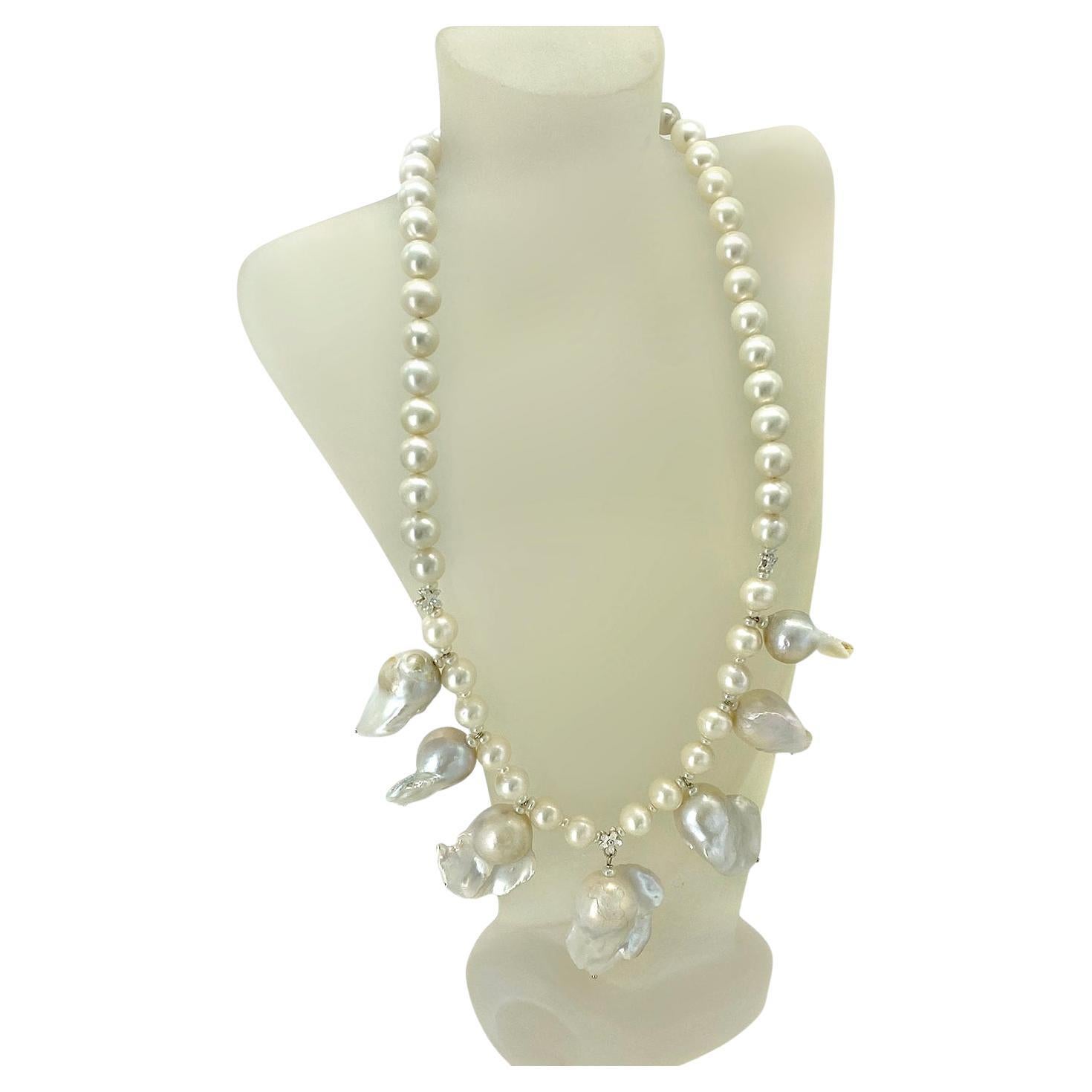 De las mujeres Collar colgante de perlas de fuego barrocas naturales en venta