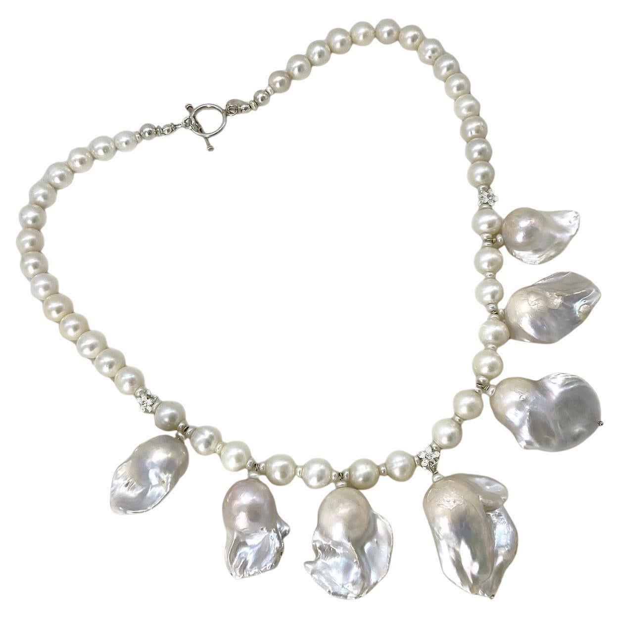 Collar colgante de perlas de fuego barrocas naturales en venta