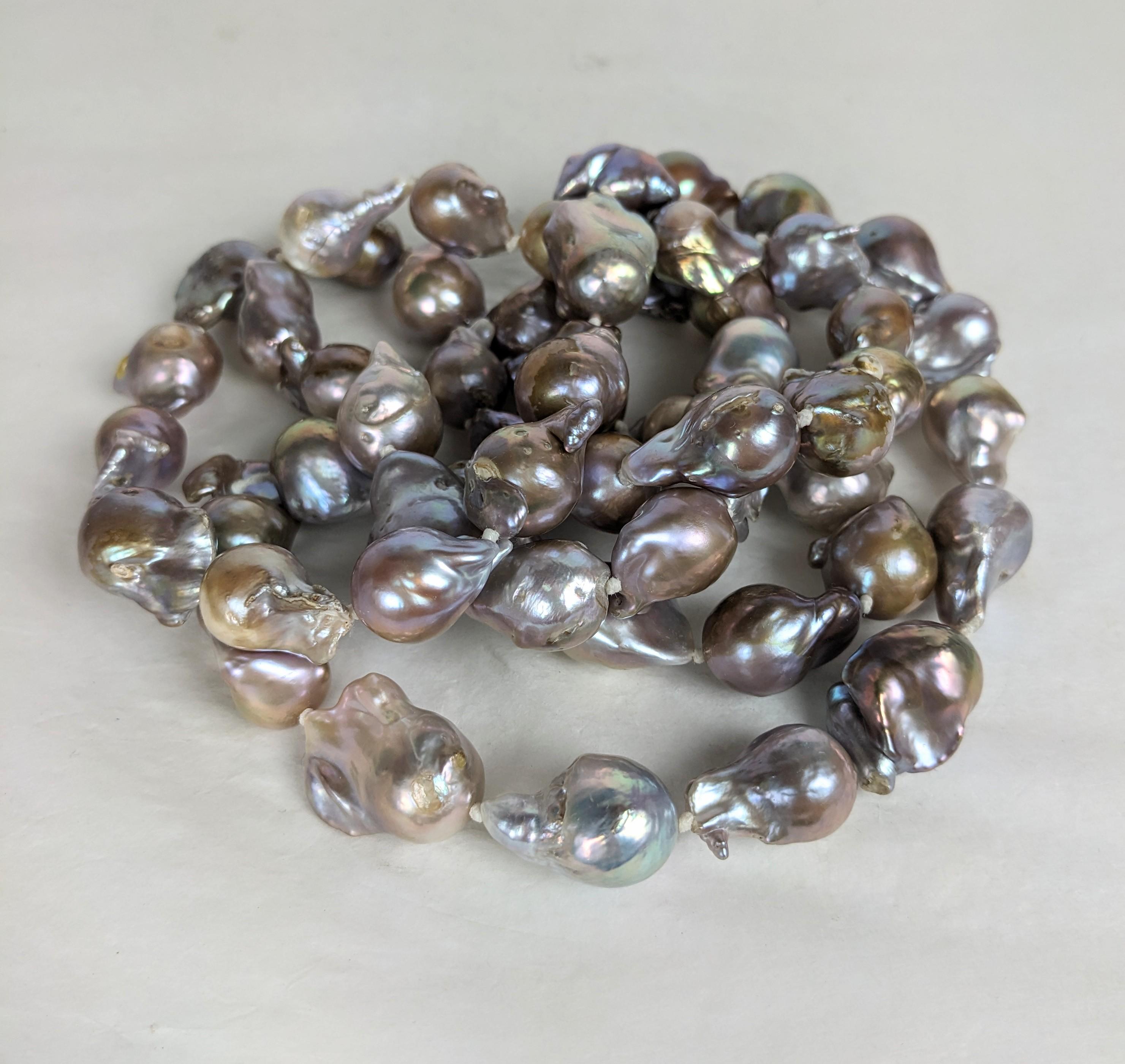 Natural Baroque Grey Pearl Long Necklace For Sale 2