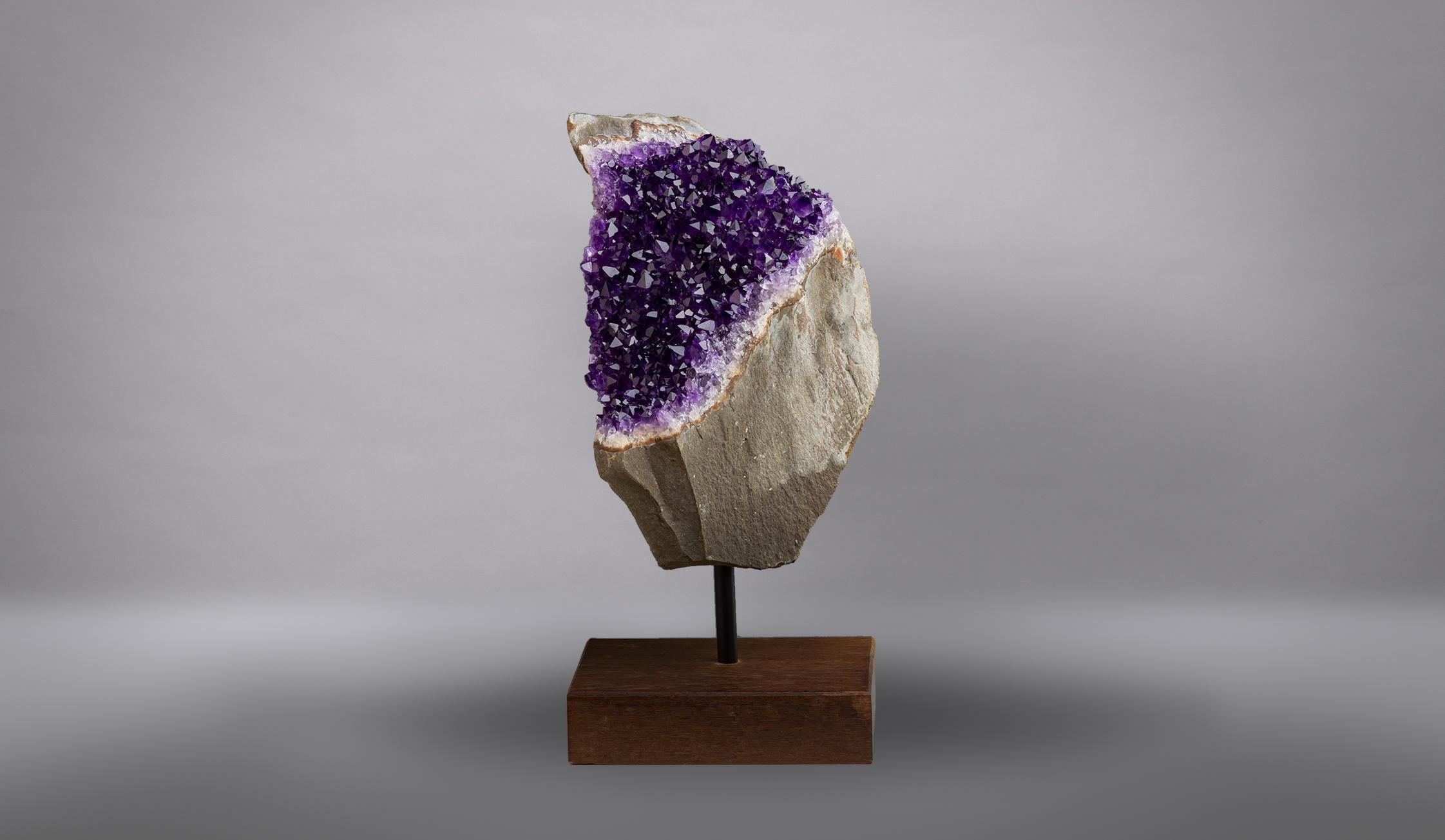 Natural Basalt Section with Amethyst Exposed For Sale 4