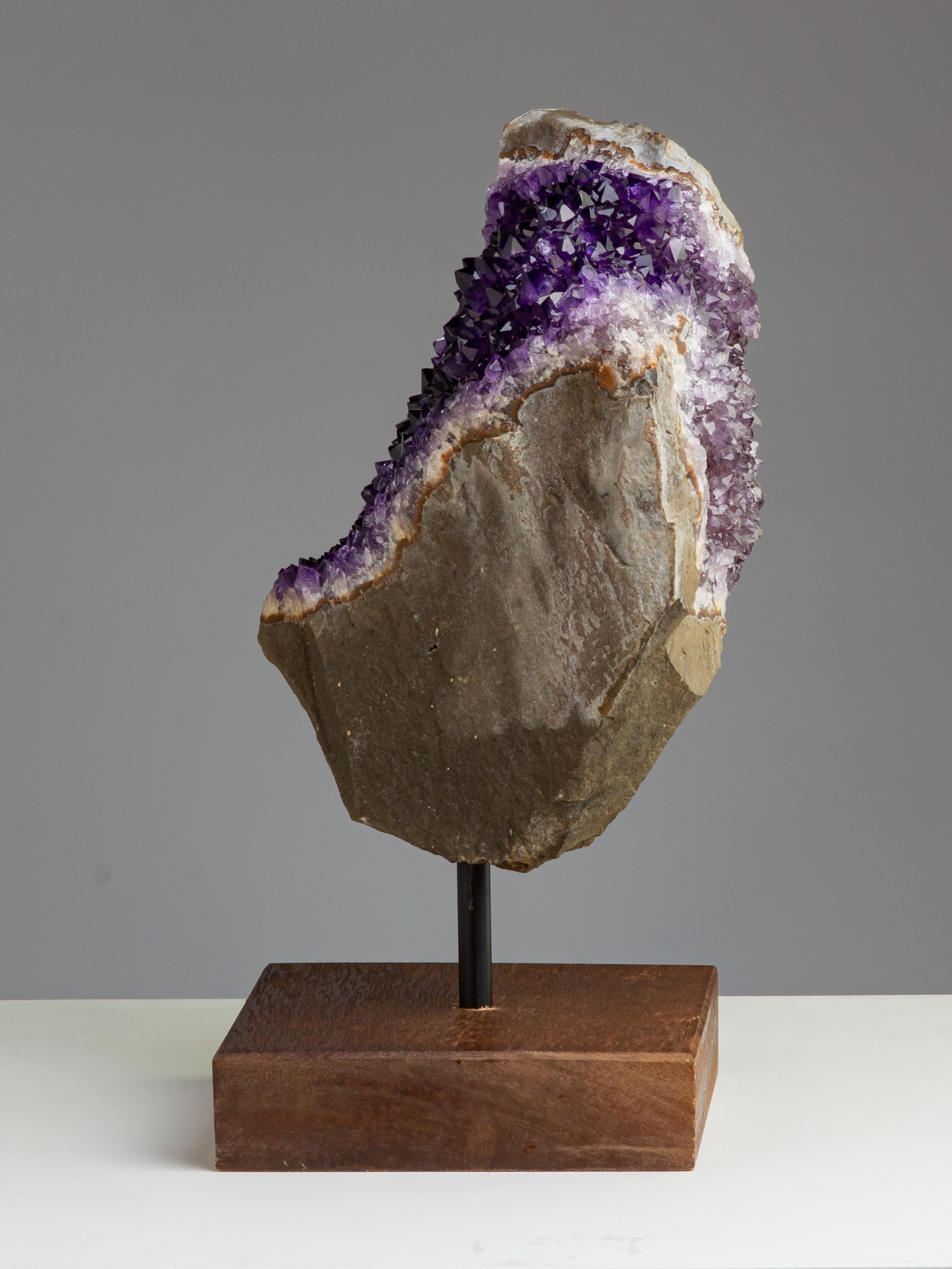 Uruguayan Natural Basalt Section with Amethyst Exposed For Sale