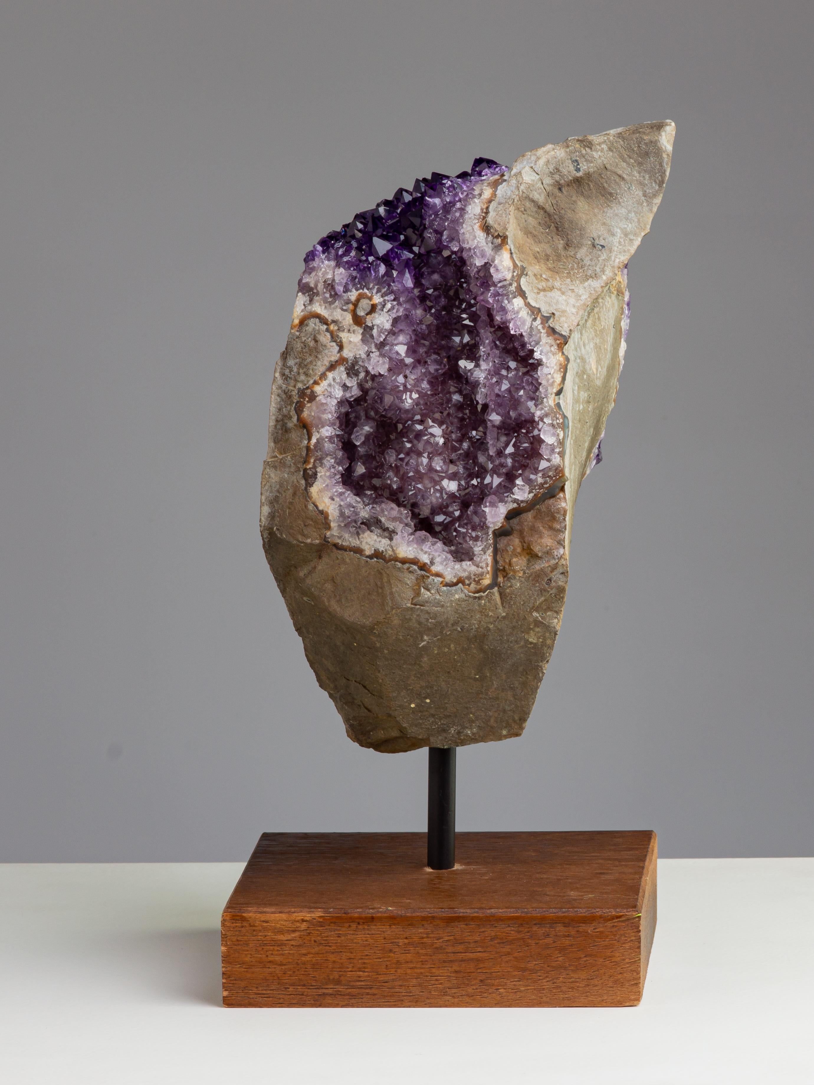 Natural Basalt Section with Amethyst Exposed In Excellent Condition For Sale In London, GB