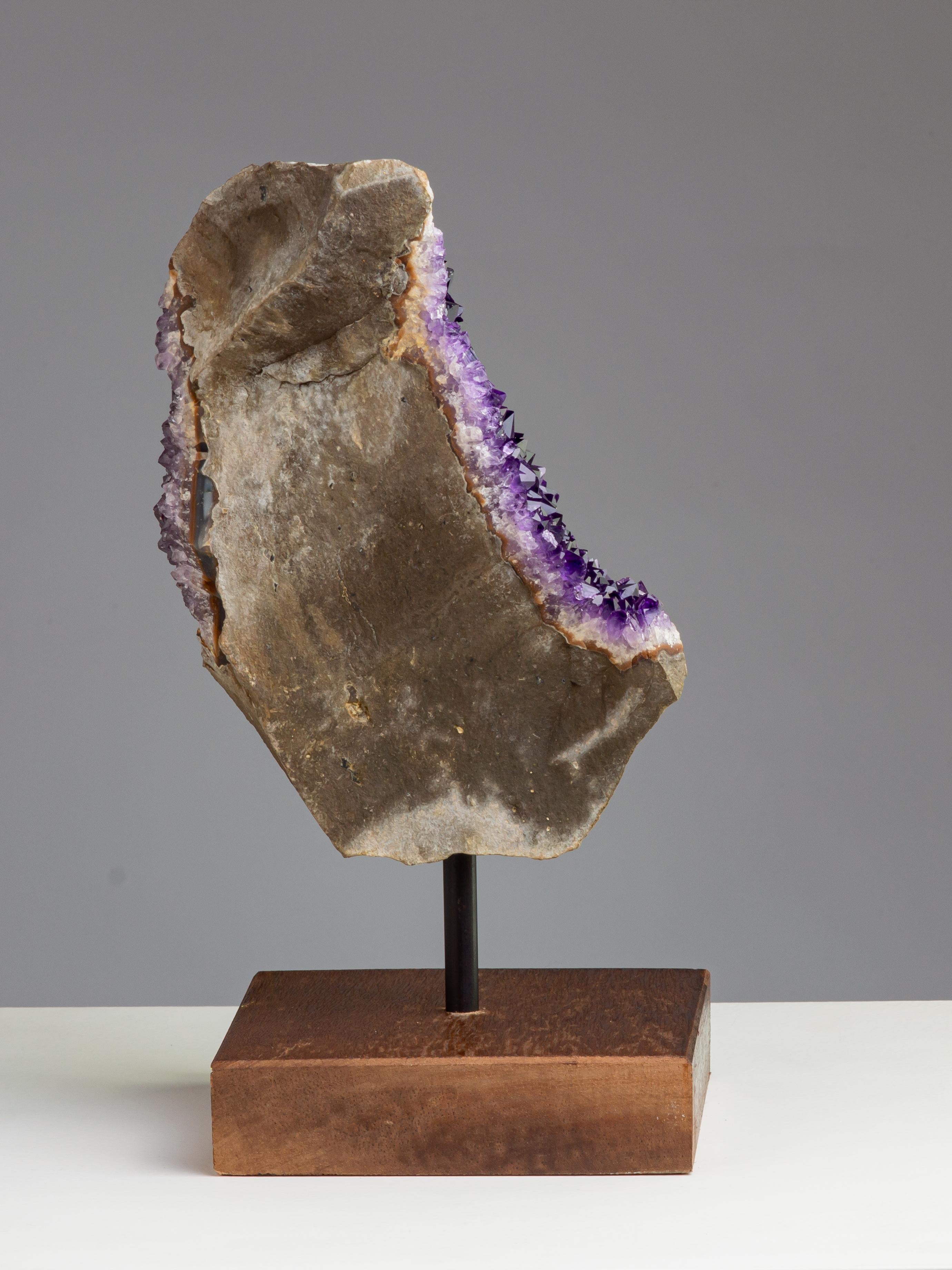 18th Century and Earlier Natural Basalt Section with Amethyst Exposed For Sale