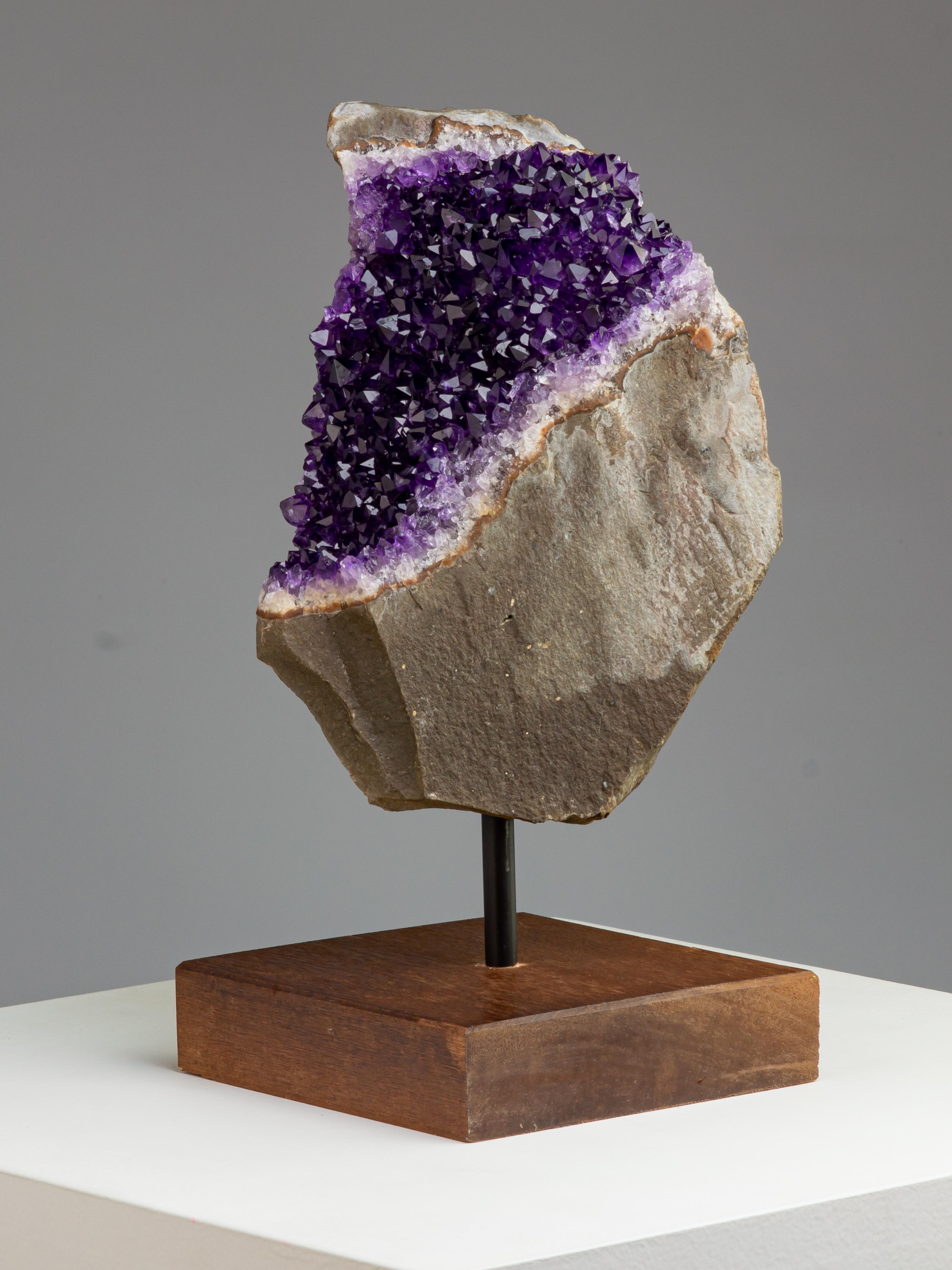 Agate Natural Basalt Section with Amethyst Exposed For Sale