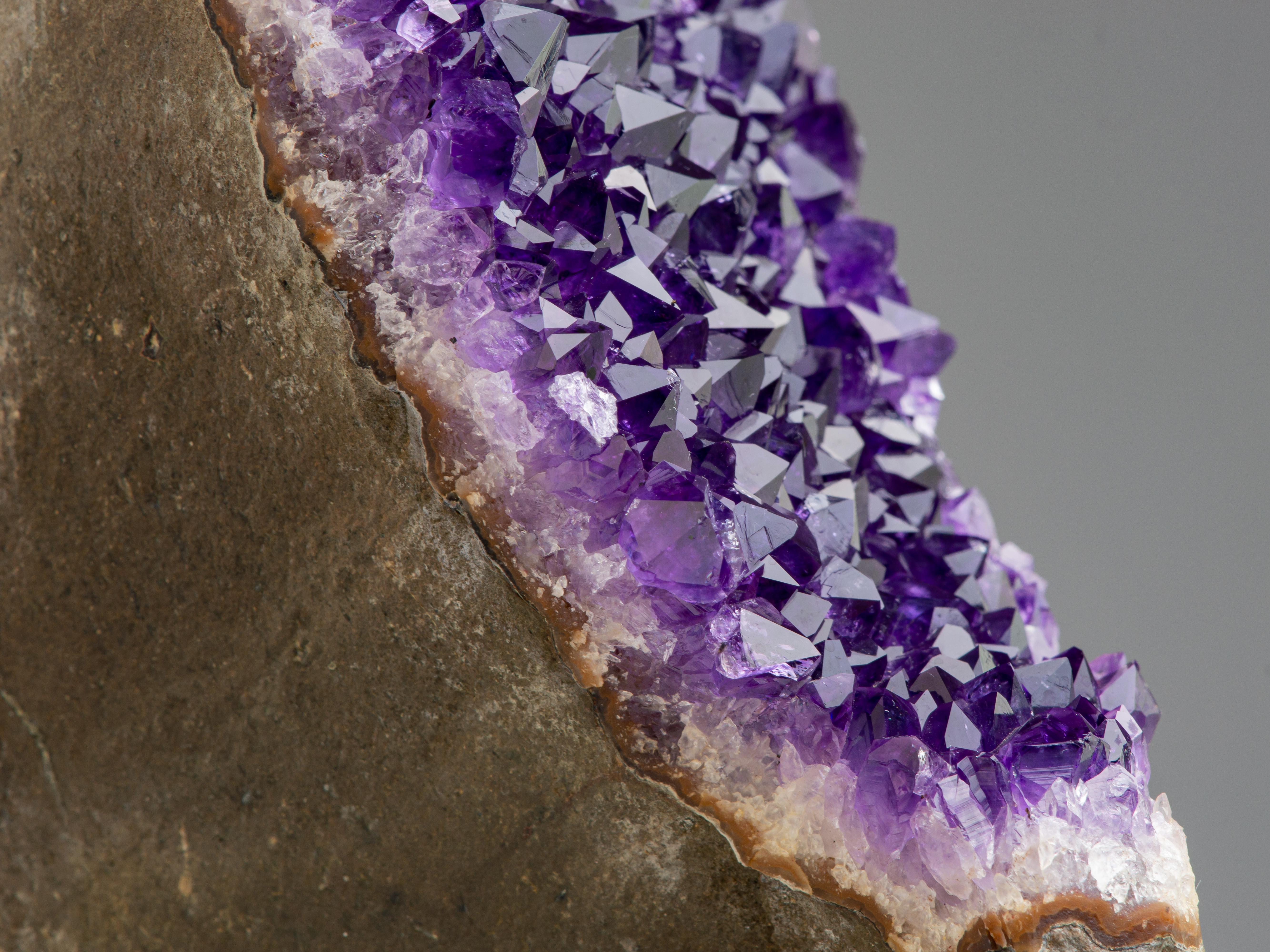 Natural Basalt Section with Amethyst Exposed For Sale 3