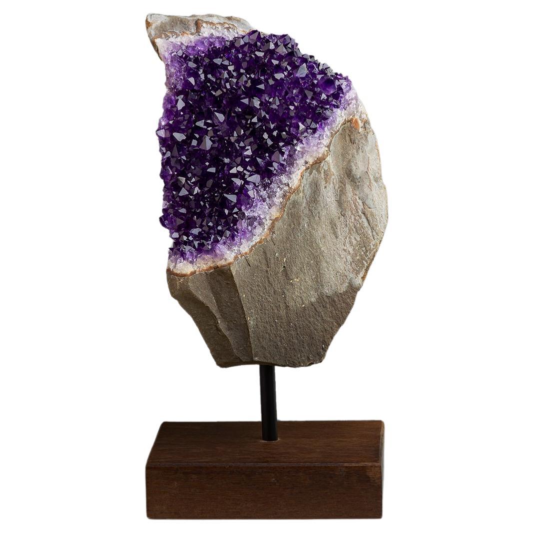Natural Basalt Section with Amethyst Exposed For Sale