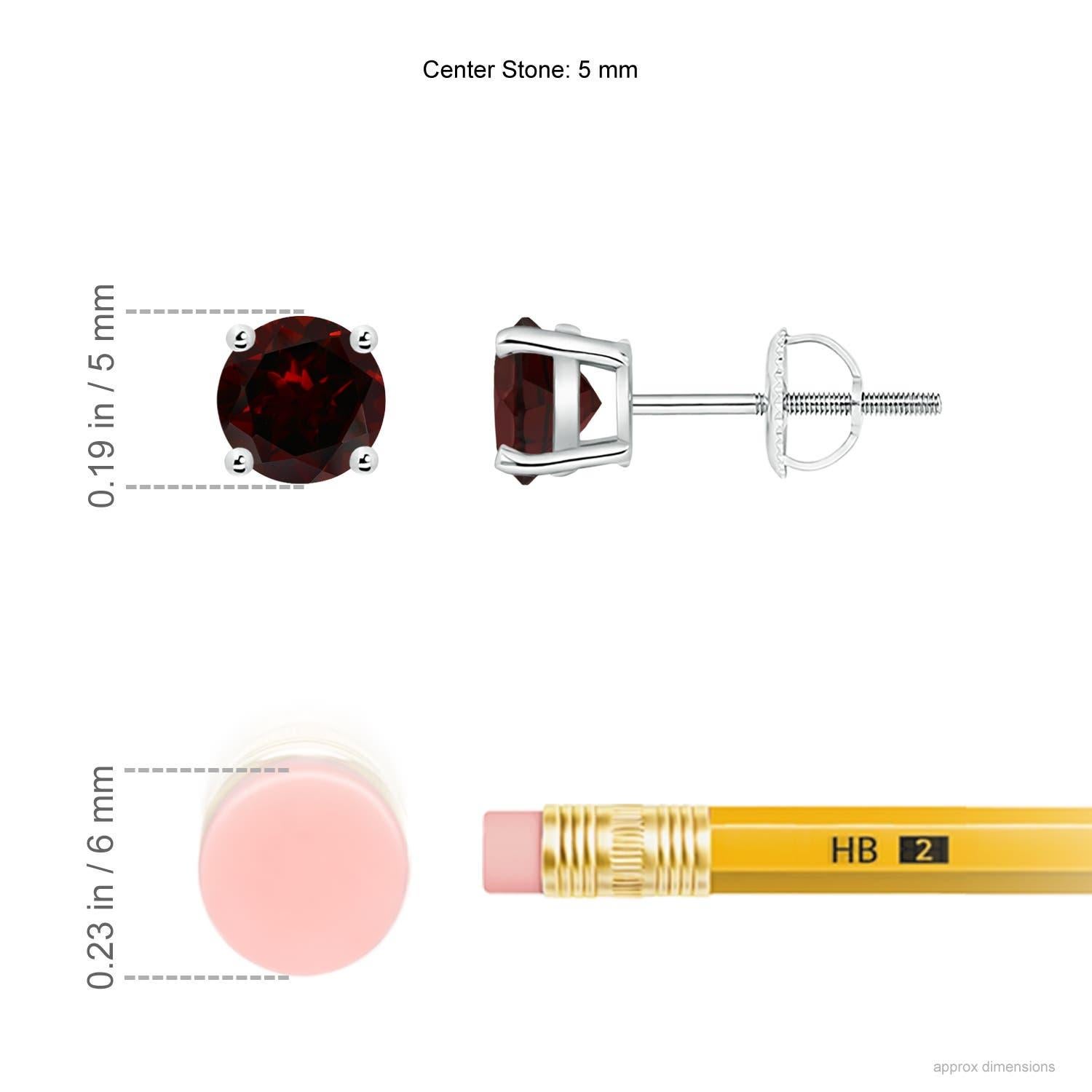 The beauty of these classic garnet stud earrings lies in their simple design and deep red hue. Secured in a platinum basket prong setting, the round garnets look elegant.
