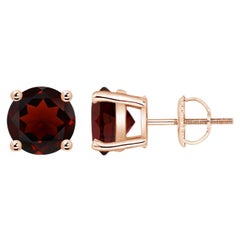 Clous ronds en or rose 14 carats sertis en panier de grenat naturel de 4,4 carats