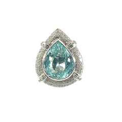 Natürlicher, schöner Aquamarin- und Diamantring mit 14 Karat Gold