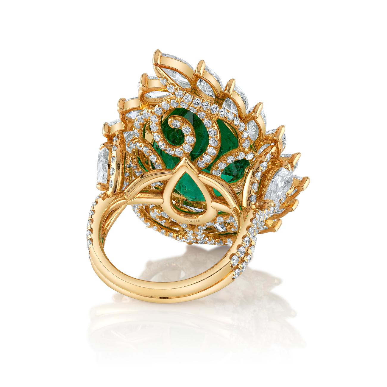 Pear Cut Natural Beryl Zambian Pear Shape Emerald Ring For Sale