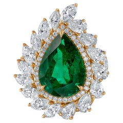 Natural Beryl Zambian Pear Shape Emerald Ring