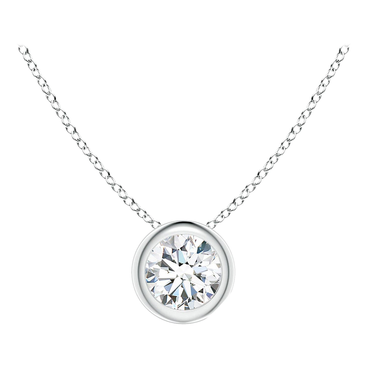Solitär-Anhänger aus Platin mit natürlichem Diamanten in Lünettenfassung (Color-G  Klarheit-VS2)