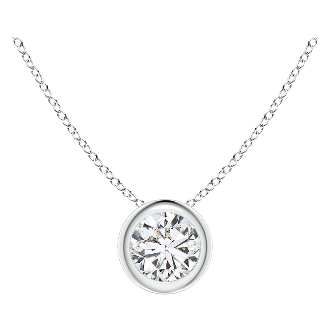 Solitär-Anhänger aus Platin mit natürlichem Diamanten in Lünettenfassung (Color-H  Klarheit-SI2)