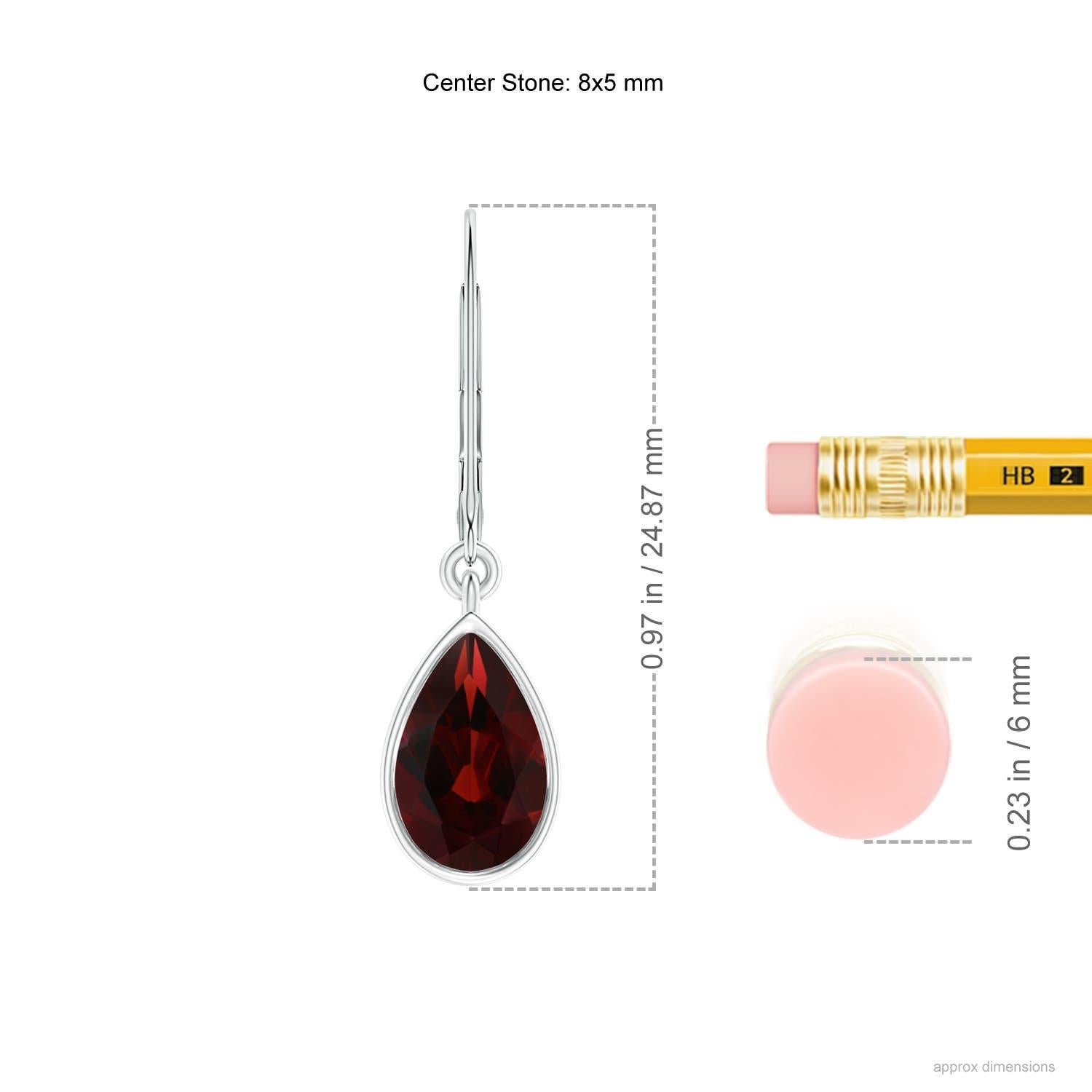 These classic garnet earrings exude sophisticated style. The gemstones are cut and faceted in a pear shape and look alluring in their intense reddish brown. They are bezel set in platinum and secured to lever backs for a fascinating drop look.