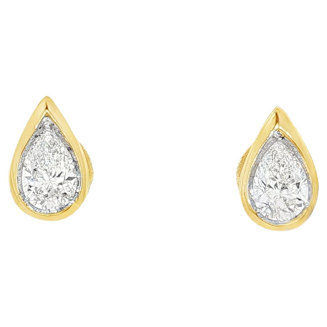 Orecchini con diamante a forma di pera con castone Nature