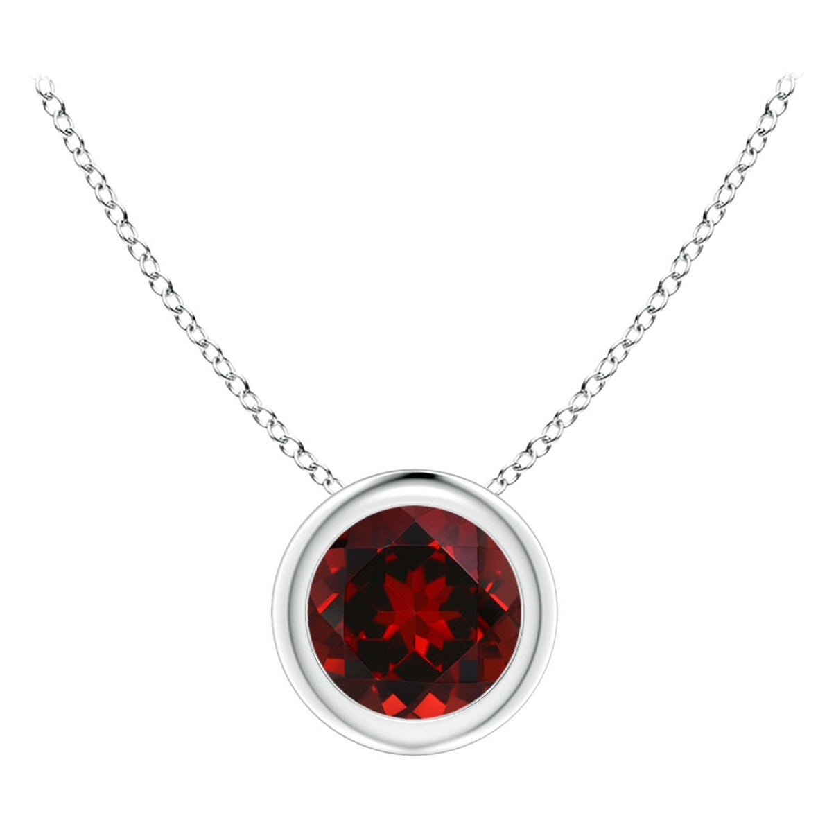 Natural Bezel-Set Round 0.60ct Garnet Solitaire Pendant in Platinum