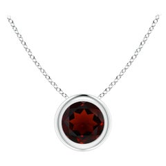 Natural Bezel-Set Round 0.60ct Garnet Solitaire Pendant in Platinum