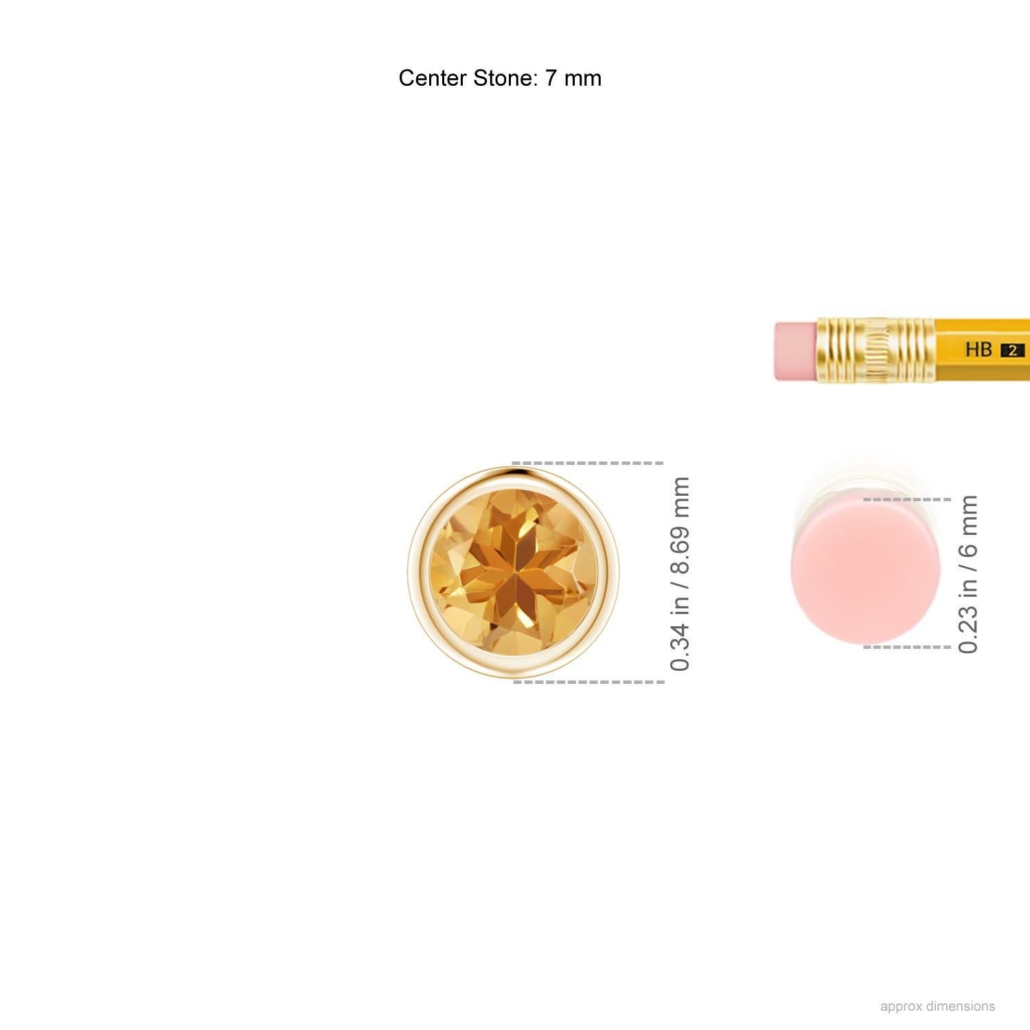Moderne Pendentif solitaire en or jaune 14 carats serti d'une citrine ronde de 1,25 carat en vente