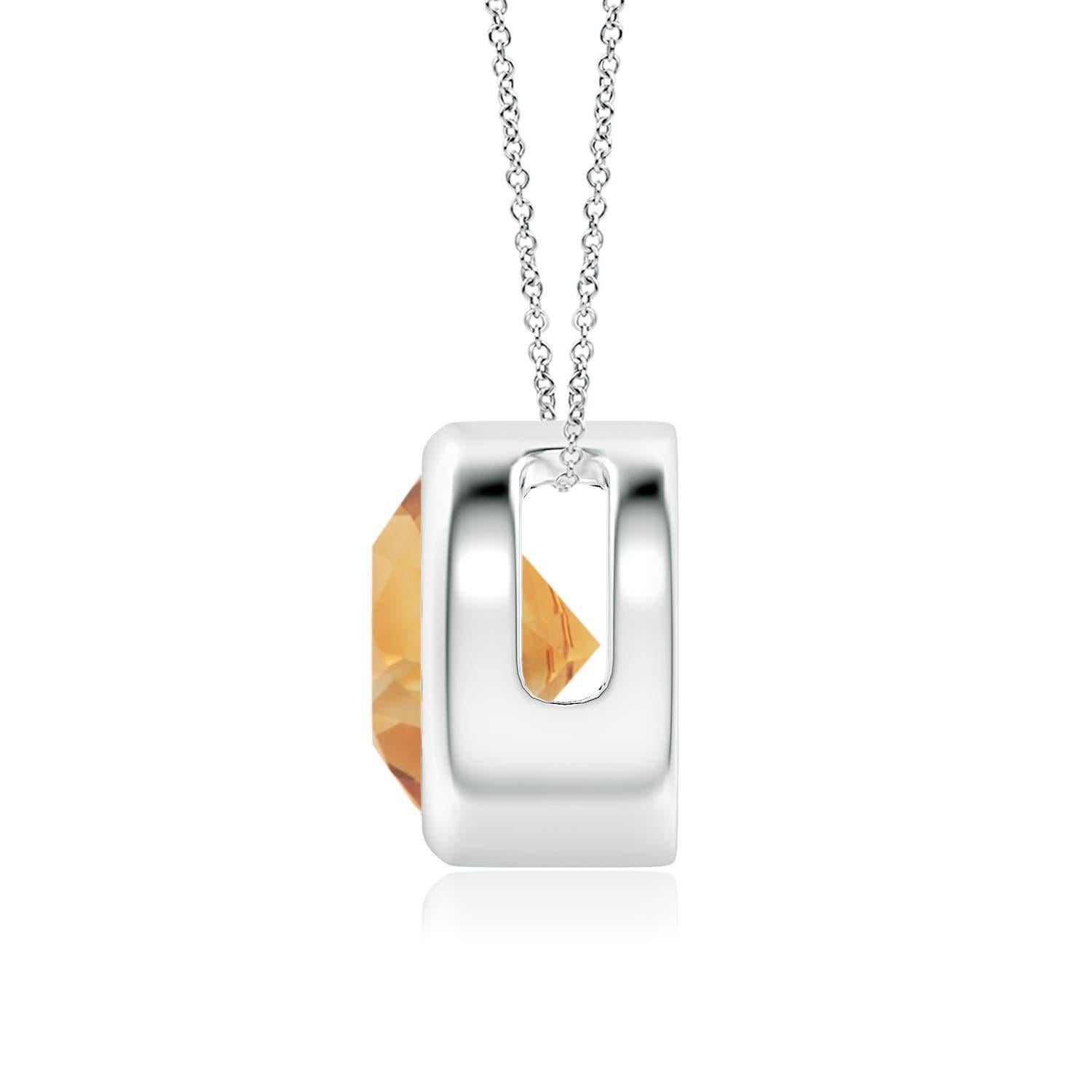 Der honiggelbe runde Citrin scheint auf der Kette zu schweben. Er ist in einer Lünette aus 14 Karat Weißgold gefasst. Dieser schlichte, aber verführerische Citrin-Anhänger ist ein elegantes Statement. Erhältlich in verschiedenen Karatgewichten.