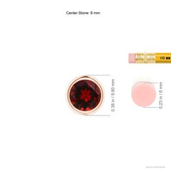Pendentif solitaire en or rose 14 carats, grenat rond 2,2 ct, serti clos Nature