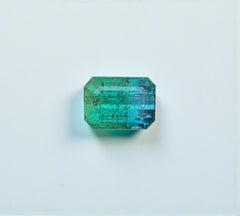 Natural Bi-Color Tourmaline Gemstone: 1.10 Carat Emerald Cut October Birthstone