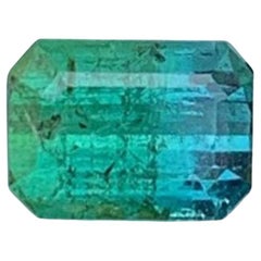 Natural Bi-Color Tourmaline Gemstone: 1.10 Carat Emerald Cut October Birthstone