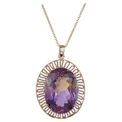Natural Bicolor Ametrine Amethyst Citrine Pendant Diamond 14k Two Tone Gold