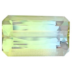 Natural Bicolor Lemon Quartz Emerald Cut Loose Gemstone for Ring & Pendant 21mm