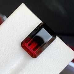 Natural Bicolor Red & Black Emerald Cut Tourmaline Loose Gemstone for Jewellery