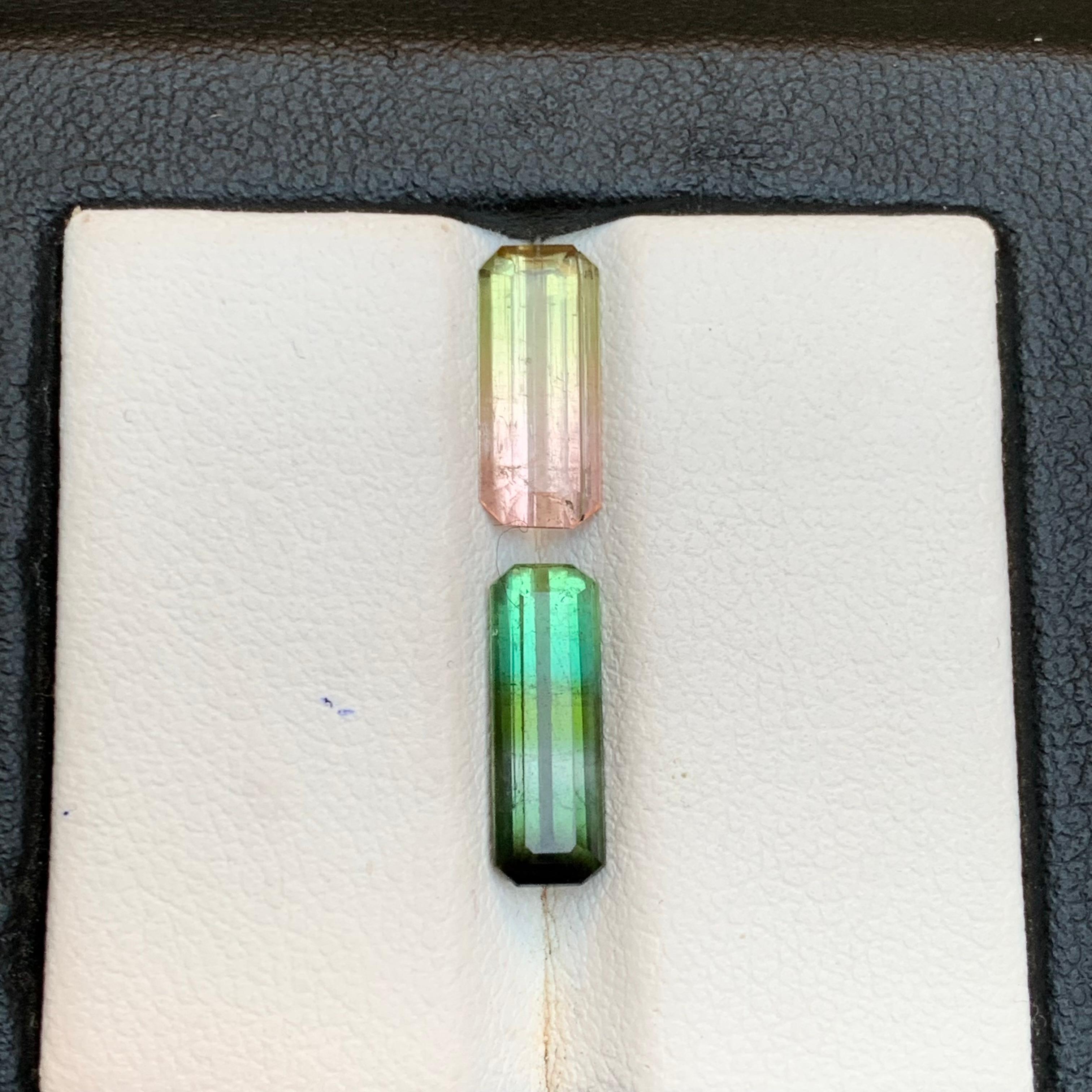 Turmalina Bicolor Natural 3,33 Quilates Talla Esmeralda Piedras Sueltas para Joyería en venta 4