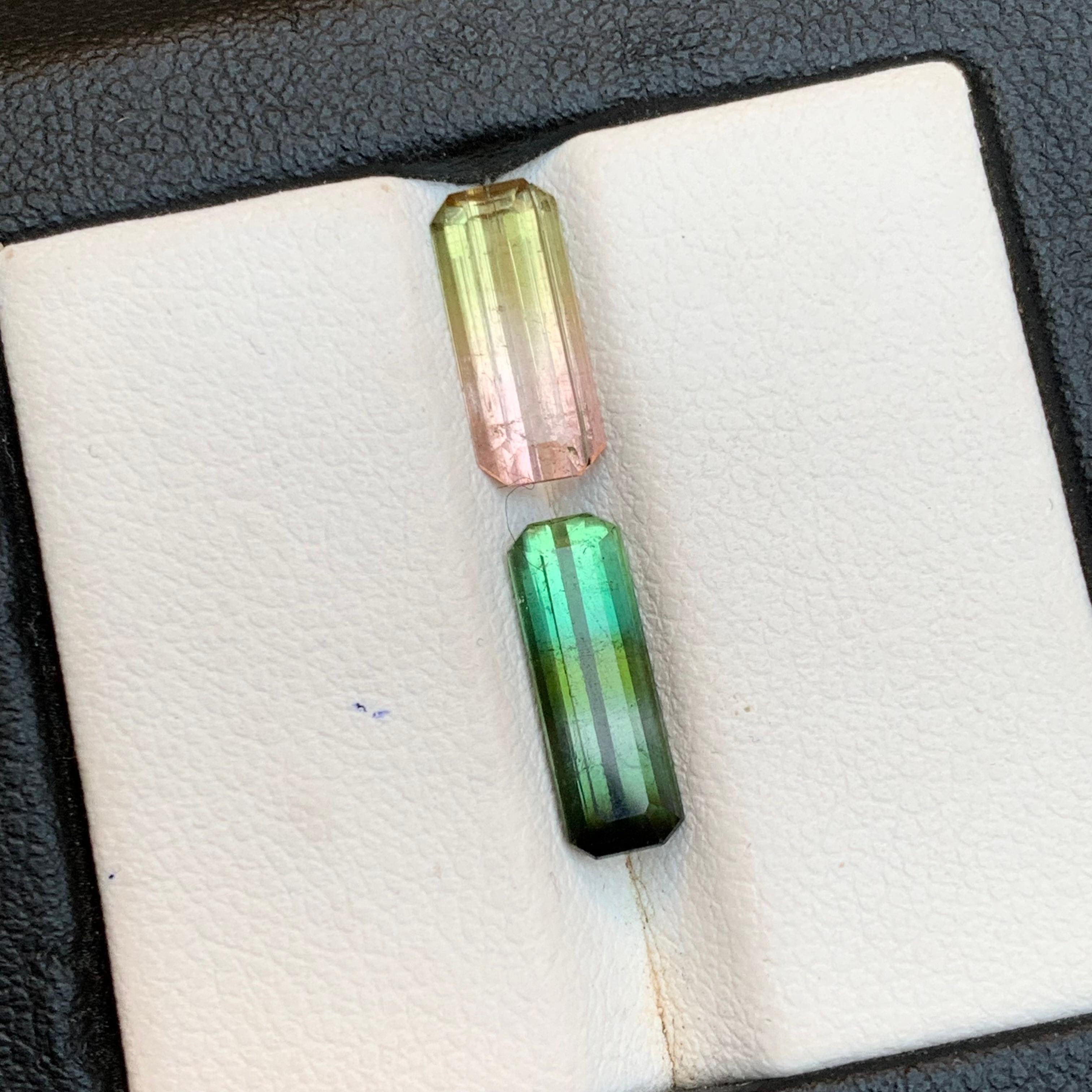 Turmalina Bicolor Natural 3,33 Quilates Talla Esmeralda Piedras Sueltas para Joyería en venta 5