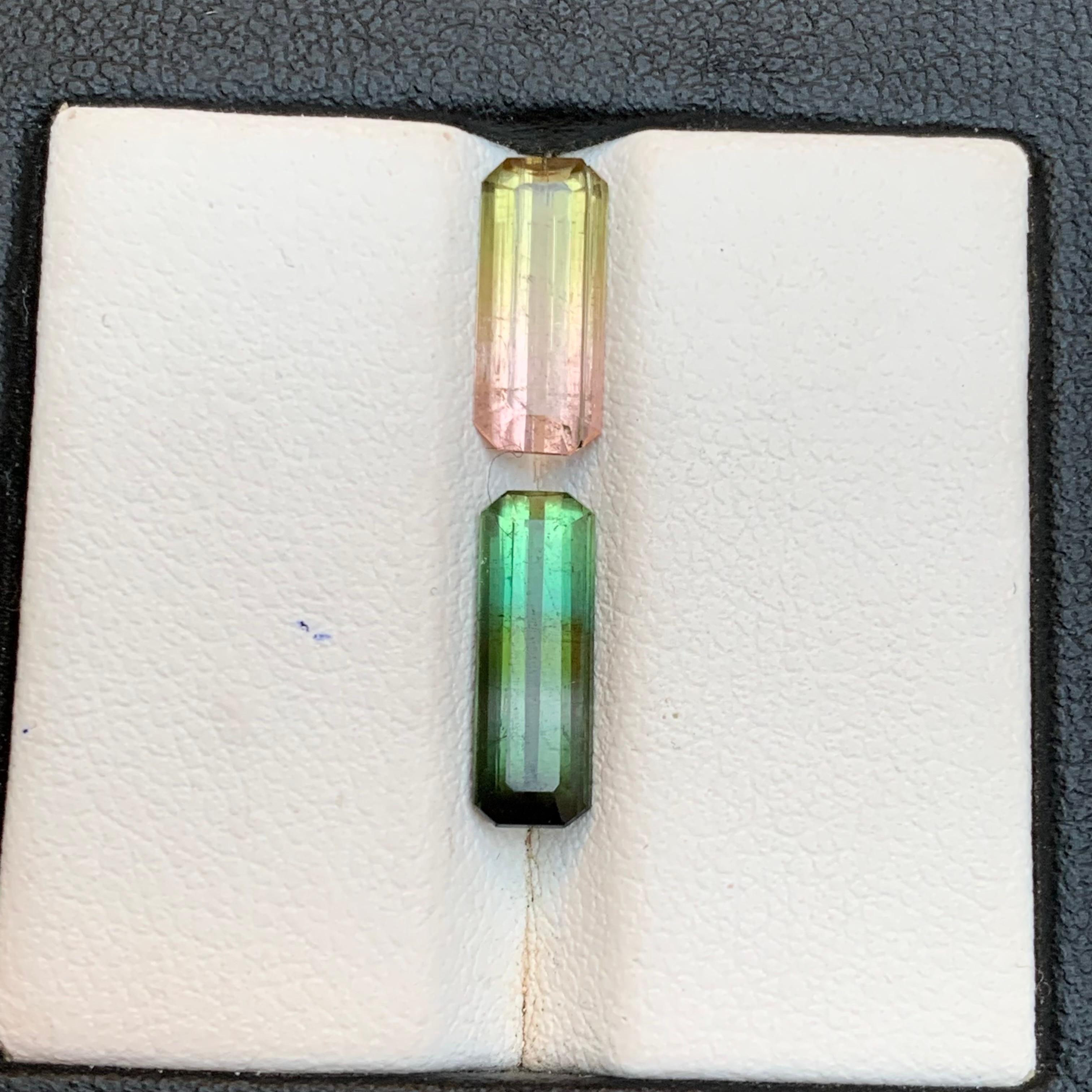 Turmalina Bicolor Natural 3,33 Quilates Talla Esmeralda Piedras Sueltas para Joyería en venta 6