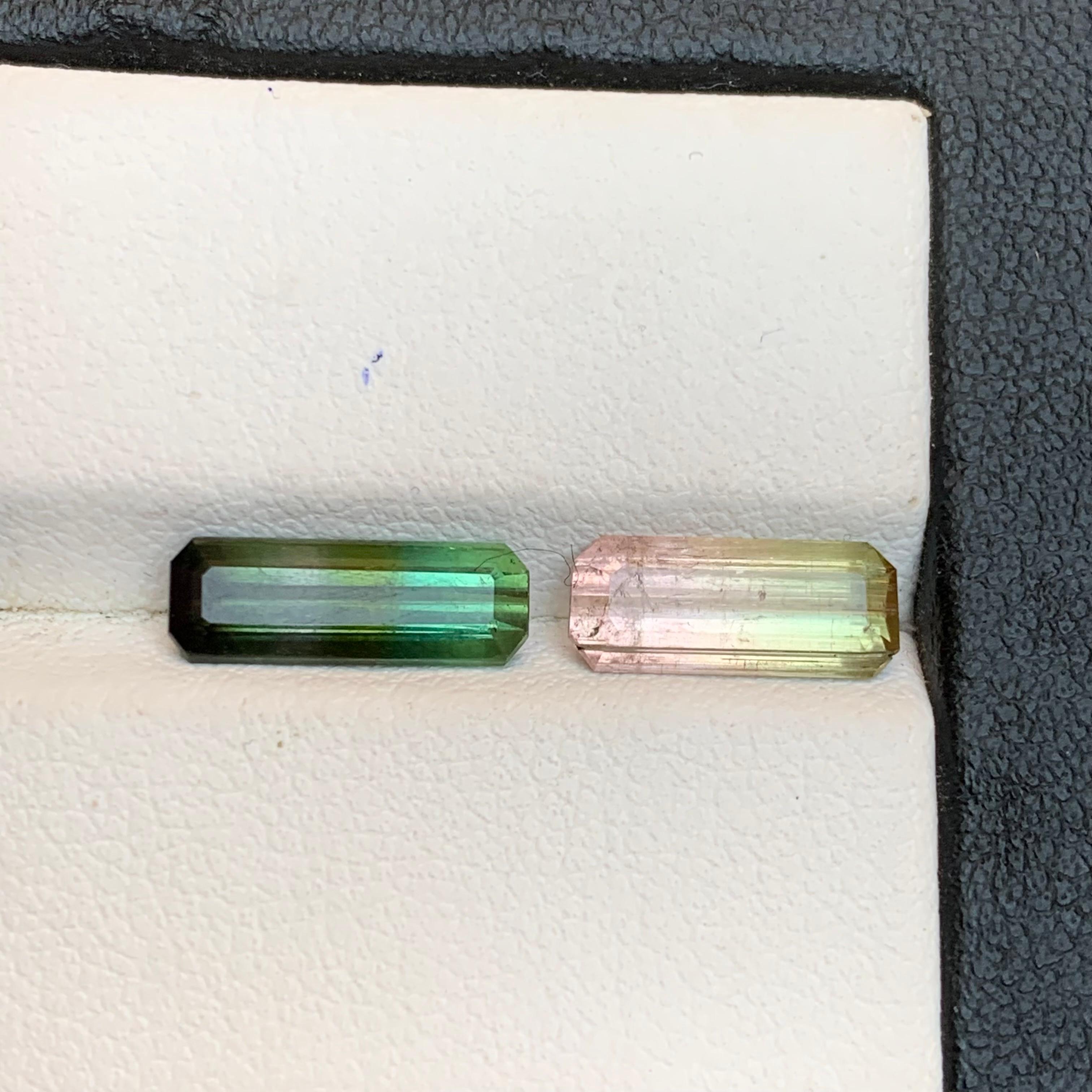 Turmalina Bicolor Natural 3,33 Quilates Talla Esmeralda Piedras Sueltas para Joyería Corte esmeralda en venta