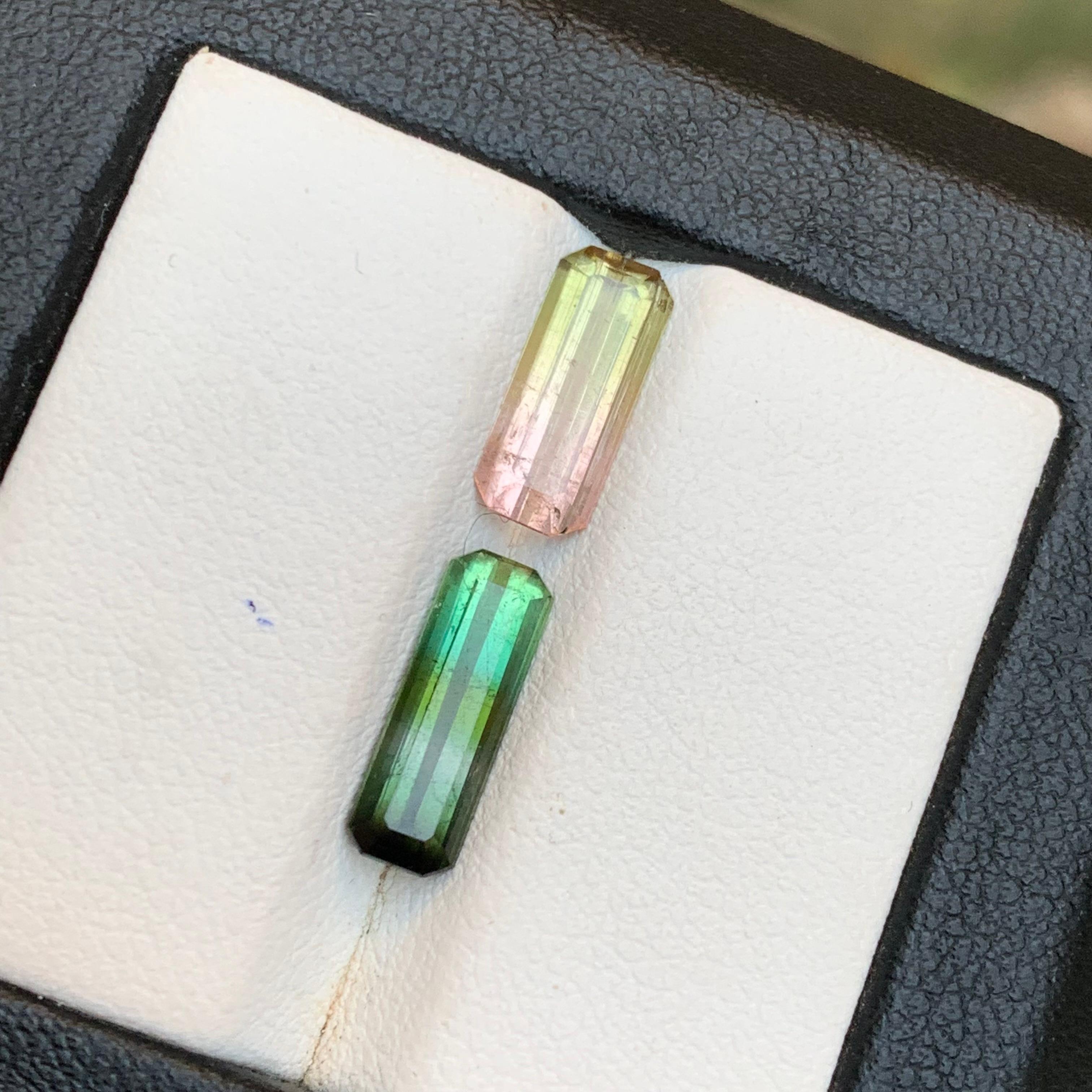 Turmalina Bicolor Natural 3,33 Quilates Talla Esmeralda Piedras Sueltas para Joyería en Nuevo estado para la venta en Peshawar, PK