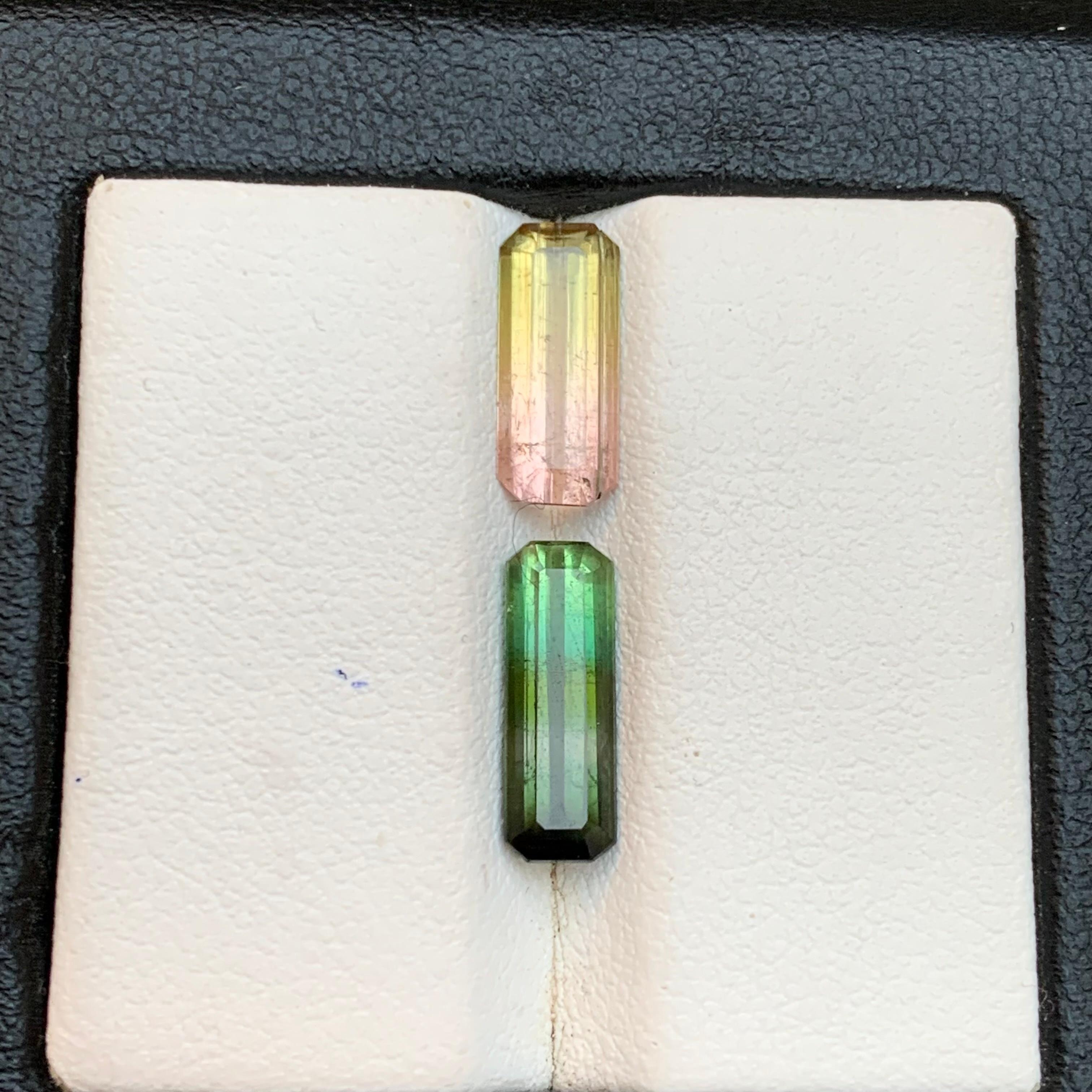 Turmalina Bicolor Natural 3,33 Quilates Talla Esmeralda Piedras Sueltas para Joyería en venta 1