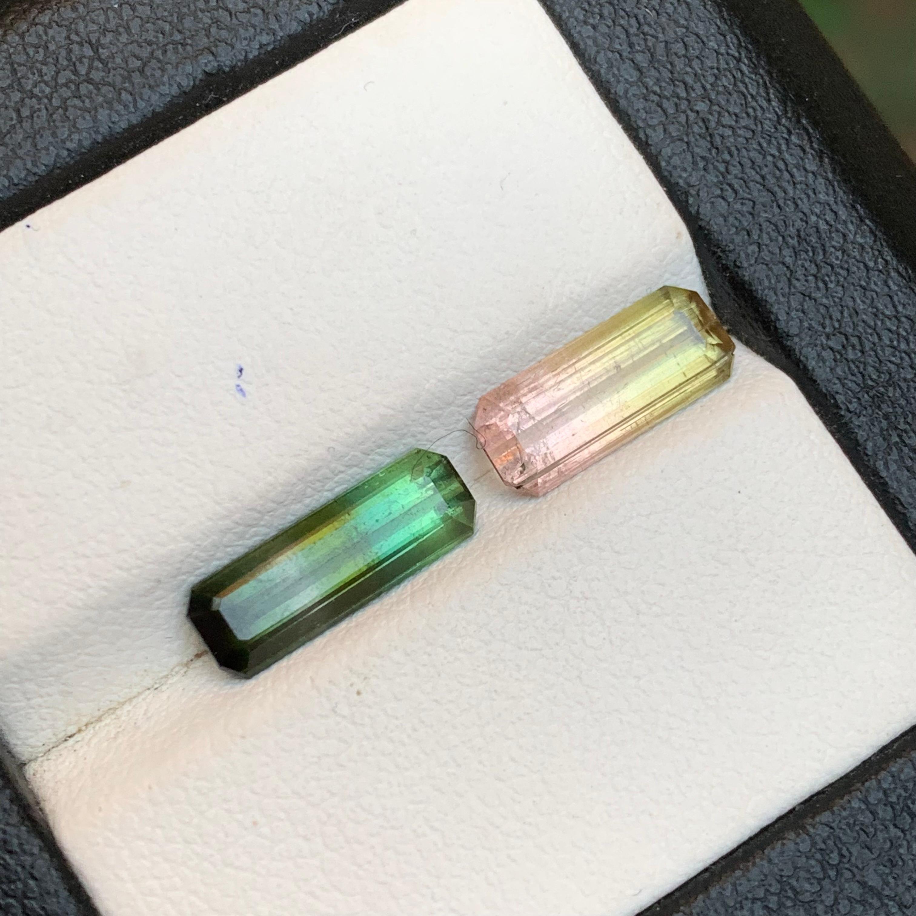 Turmalina Bicolor Natural 3,33 Quilates Talla Esmeralda Piedras Sueltas para Joyería en venta 2
