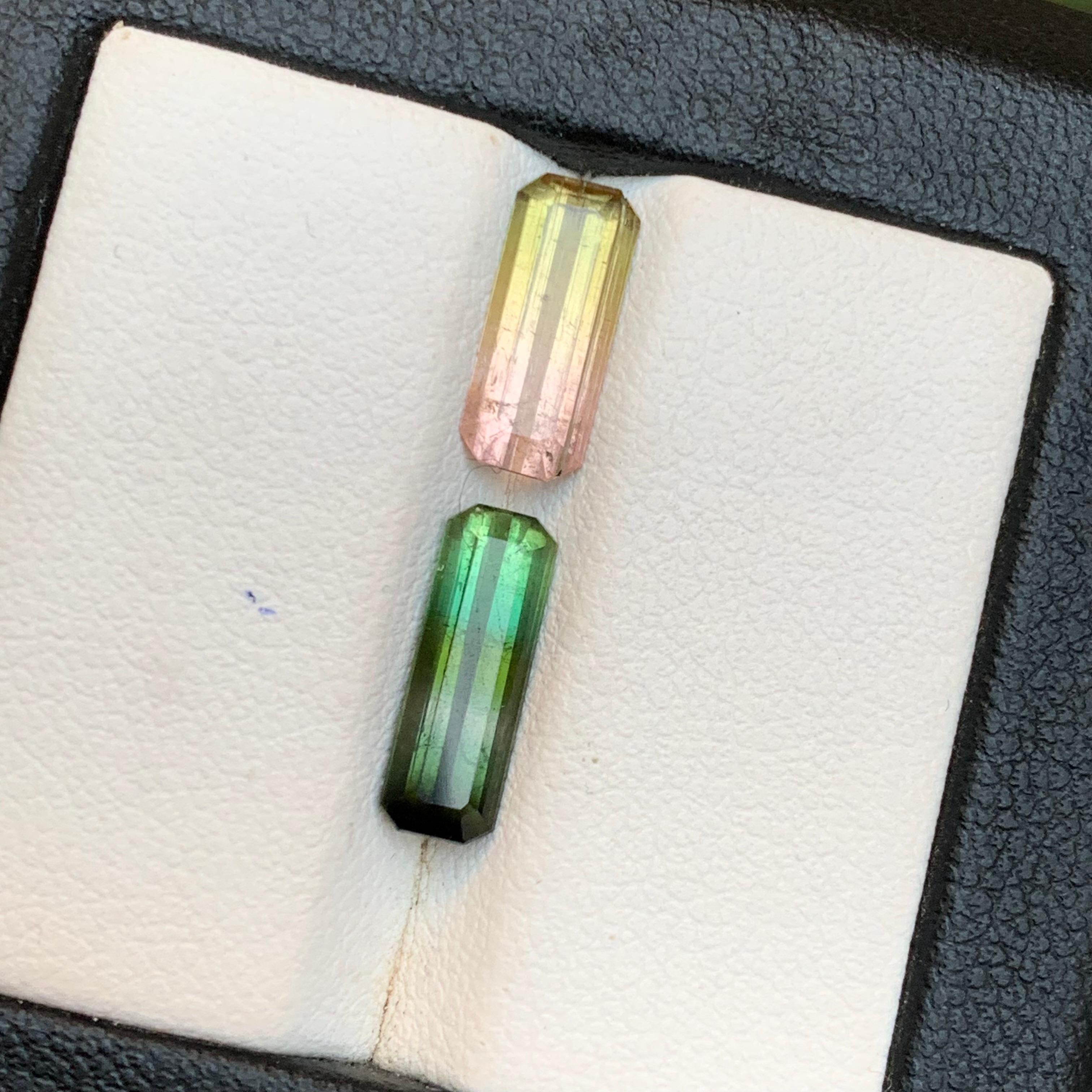 Turmalina Bicolor Natural 3,33 Quilates Talla Esmeralda Piedras Sueltas para Joyería en venta 3