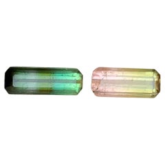 Tourmaline Bicolore Naturelle 3.33 Carat Emerald Cut Loose Gemstones for Jewelry