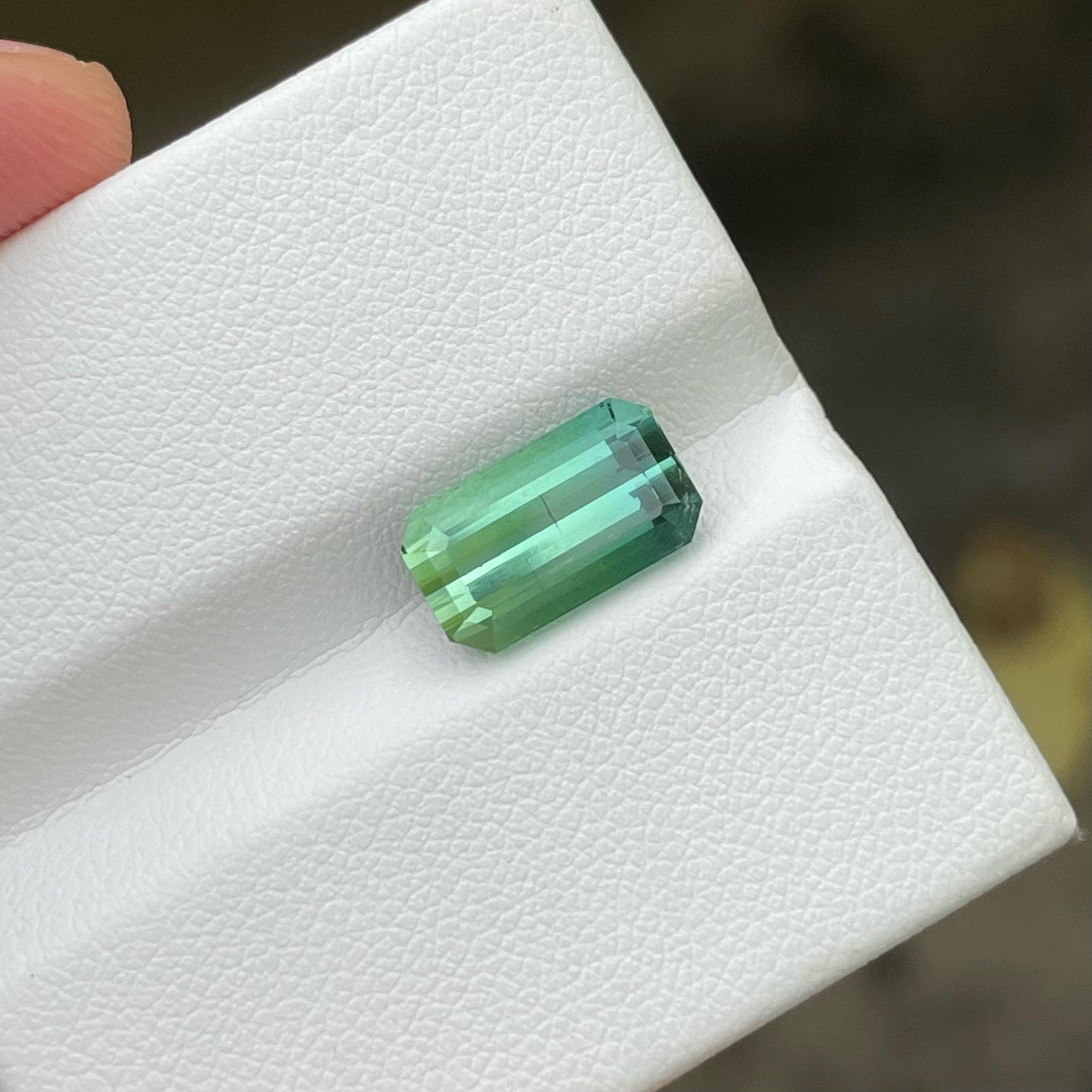 Natural Bicolor Tourmaline Stone of 3.80 carats from Afghanistan has a wonderful cut in a Octagon shape, incredible Greenish Blue Color. Great brilliance. This gem is  Vvs Clarity.

Product Information:
GEMSTONE: TYPE	Natural Bicolor Tourmaline