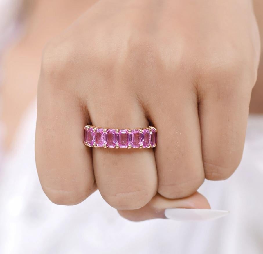 Anello con zaffiro rosa grande Nature in oro 18 carati in vendita 3
