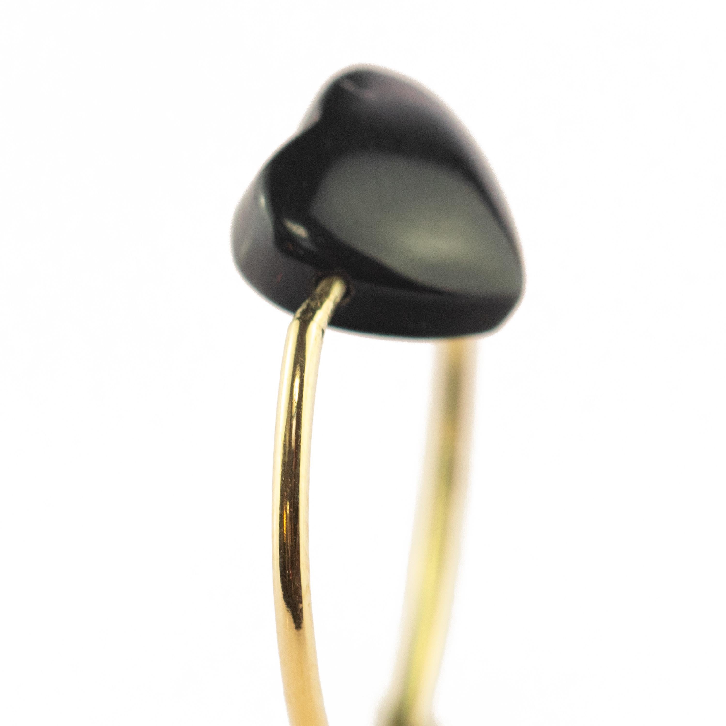 Bague à anneau Planet Love Boho en or jaune 18 carats avec cœur en agate noire naturelle Neuf - En vente à Milano, IT