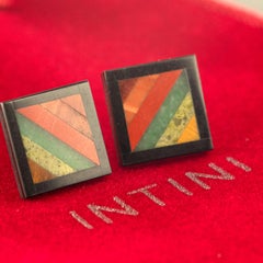 Natural Black Agate Rainbow Jasper Gold Plate Stud Chic Cocktail Earrings